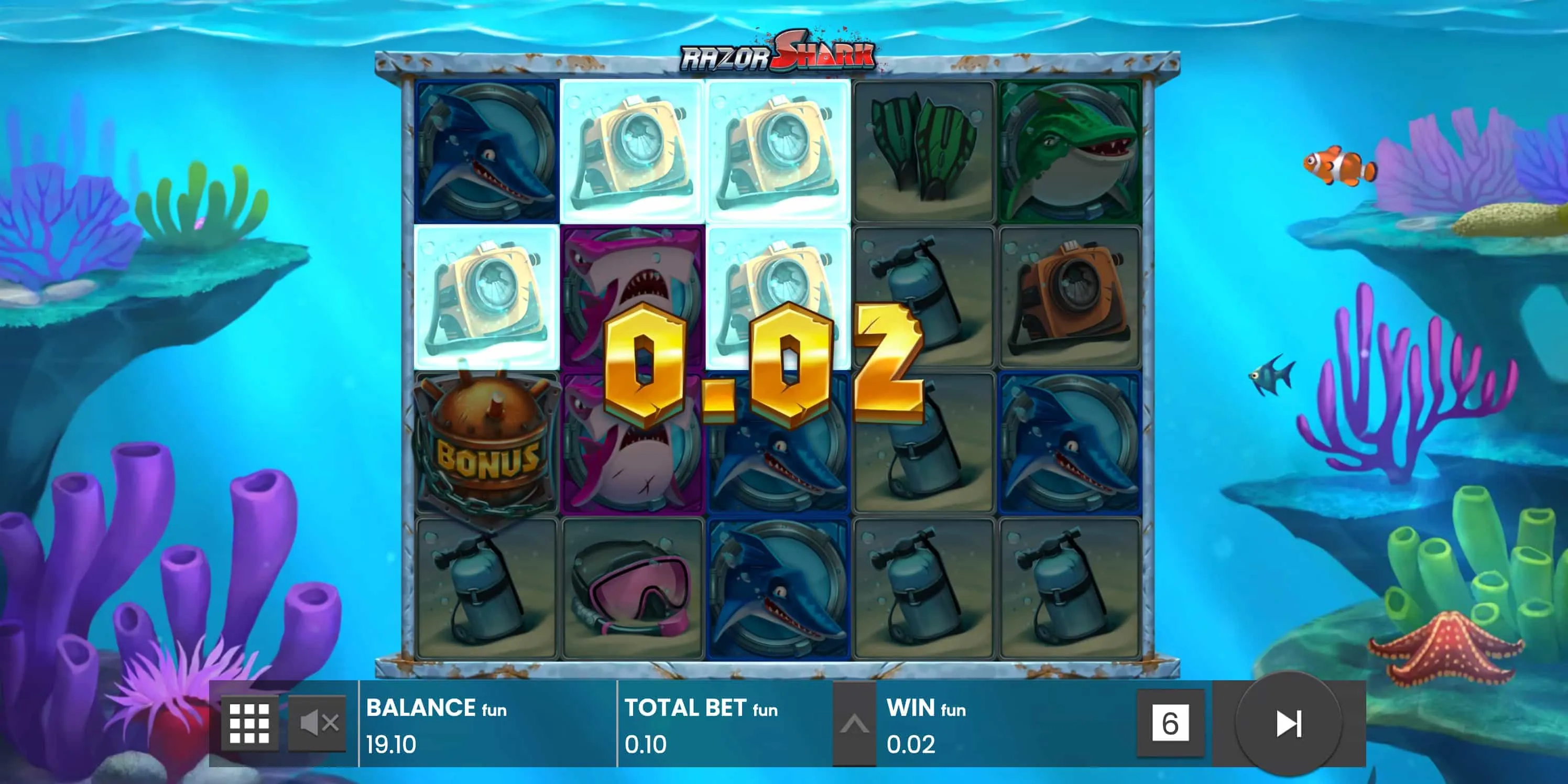 Razor Shark im &Uuml;berblick: Walzen drehen und Eins&auml;tze steuern